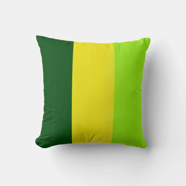 Plain green yellow lime retro stripes background 2 throw pillow (Front)