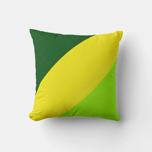 Plain green yellow lime retro stripes background 3 throw pillow (Front)
