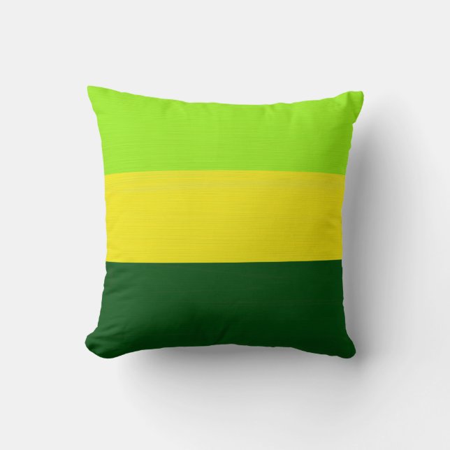 Plain green yellow lime retro stripes background throw pillow (Front)