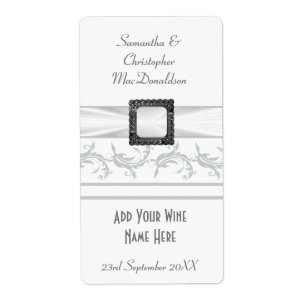 Plain grey and white wedding wine bottle