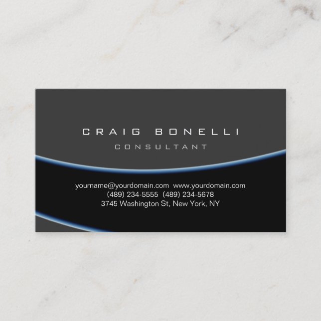 Plain Grey Black Blue Spiral Pattern Business Card (Front)