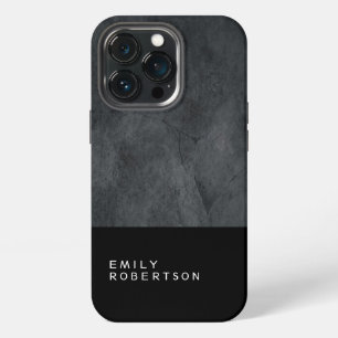 Plain Grey Black Trendy Modern Minimalist iPhone 13 Pro Case