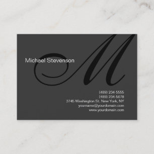 Plain Grey Black White Monogram Business Card