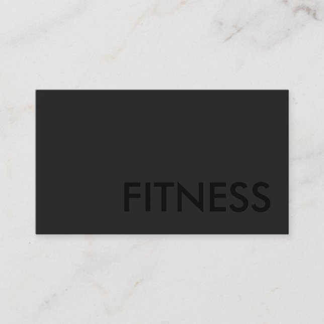 Plain Grey Fitness Modern Black Out Business Card (Front)
