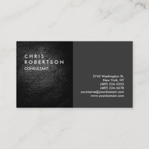 Plain Grey Leather Modern Creative Business Card