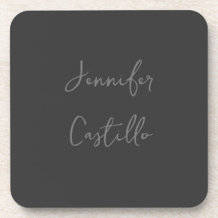 Plain Grey Minimalist Modern Calligraphy Coaster