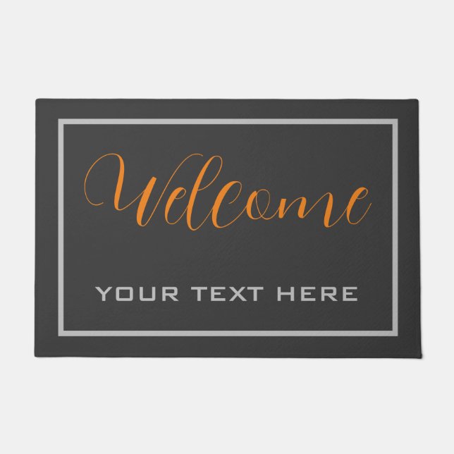 Plain Grey Modern Minimalist Handwriting Doormat (Front)