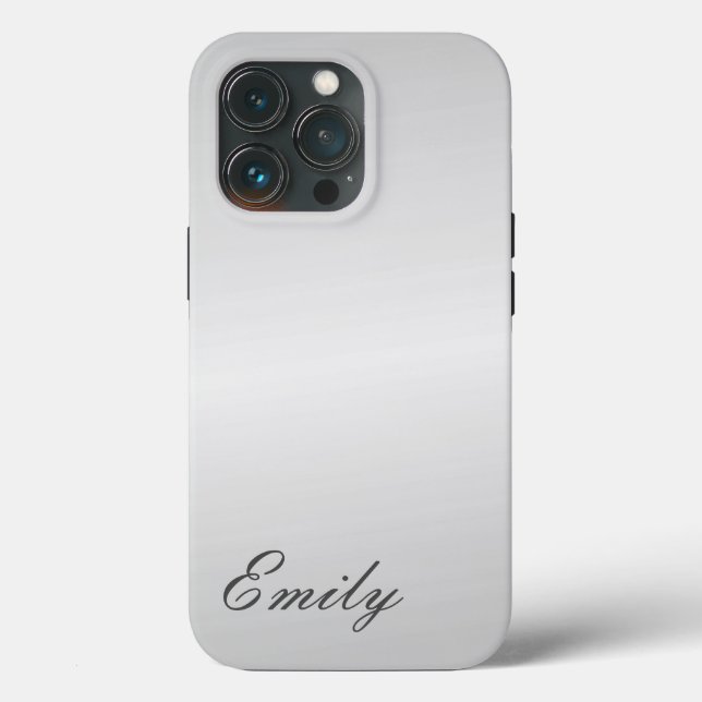 Plain Grey Trendy Modern Minimalist ADD NAME Case-Mate iPhone Case (Back)