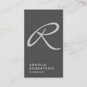 Plain Grey Trendy Monogram Business Card