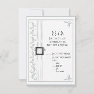 Plain grey white lace wedding R.S.V.P RSVP Card