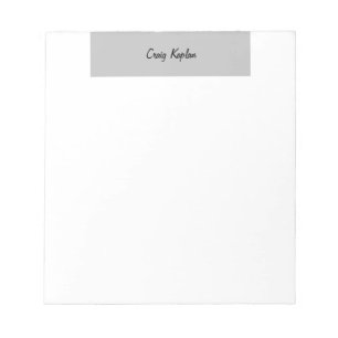 Plain Grey White Simple Modern Name Edit Notepad