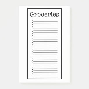 Plain Grocery List Post it Notes