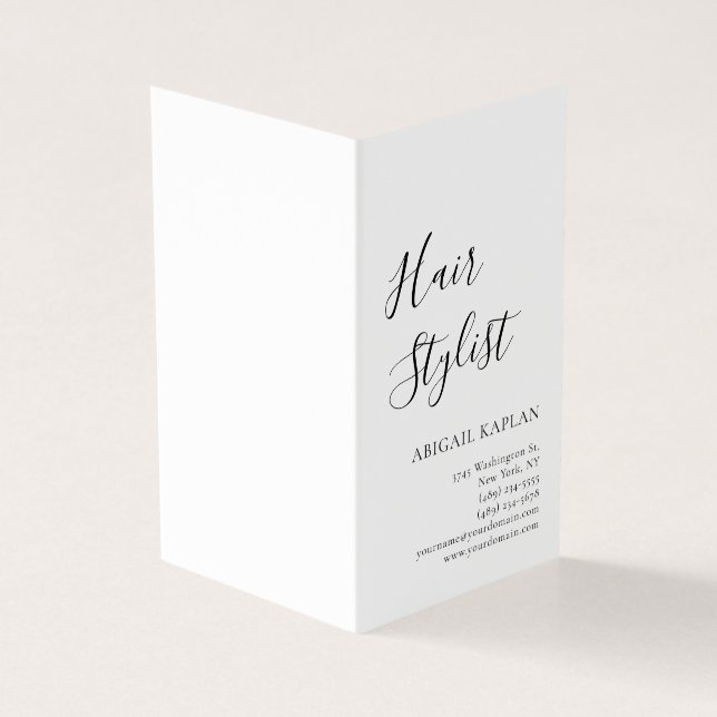 Plain Hair Stylist Modern Minimalist Elegant Business Card (Outside)