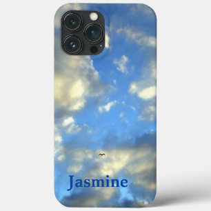 Plain Handwritten Own Name Blue Sky Clouds iPhone 13 Pro Max Case