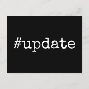 Plain Hashtag Update Postponed Wedding on Black Postcard