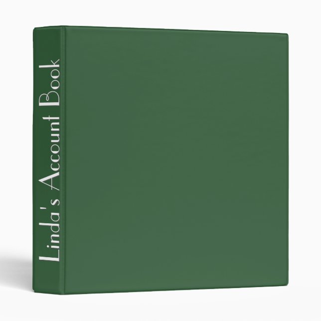 Plain Hunter Green Personalized Binder (Front/Spine)