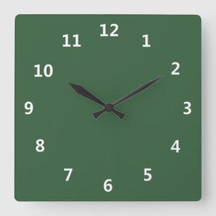 Plain Hunter Green Square Wall Clock