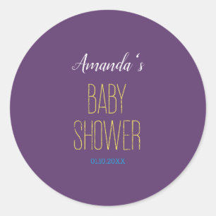 Plain Indigo Yellow Modern Minimalist Baby Shower Classic Round Sticker