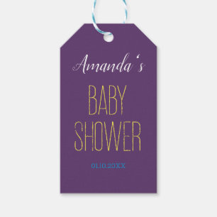 Plain Indigo Yellow Modern Minimalist Baby Shower Gift Tags