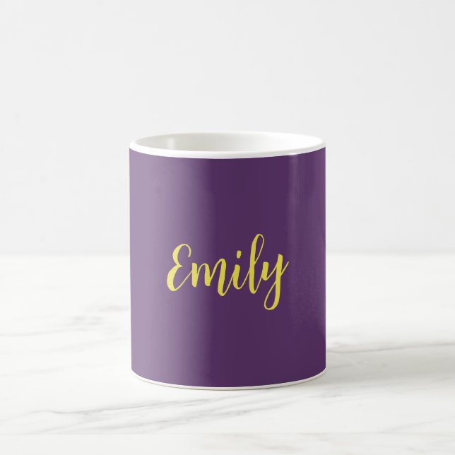 Plain Indigo & Yellow Modern Minimalist Coffee Mug (Center)