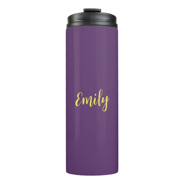 Plain Indigo & Yellow Modern Minimalist Thermal Tumbler (Front)