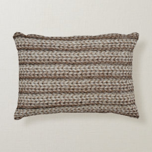 Plain knitted fabric, brown texture. accent pillow