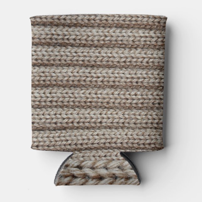 Plain knitted fabric, brown texture. can cooler (Front)