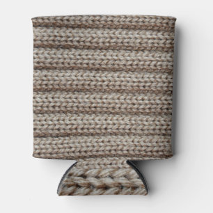 Plain knitted fabric, brown texture. can cooler