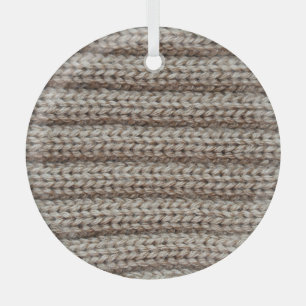 Plain knitted fabric, brown texture. glass ornament