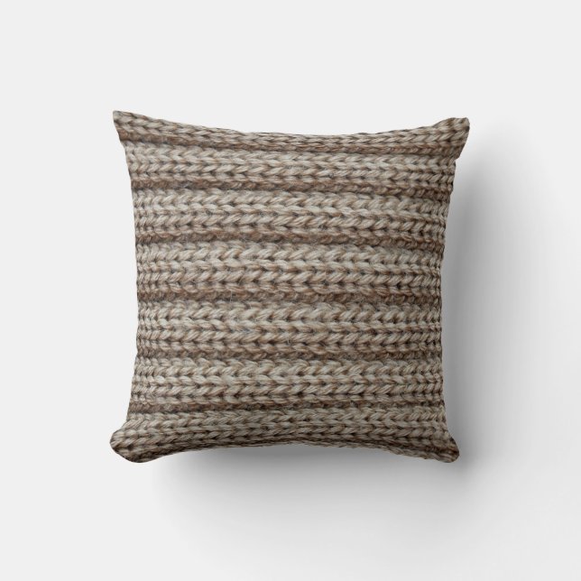 Plain knitted fabric, brown texture. throw pillow (Front)