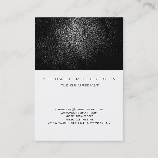 Plain Leather Effect White Cute Business Card (Front)