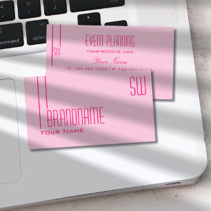 Plain Light Baby Pink with Monogram Professional Business Card