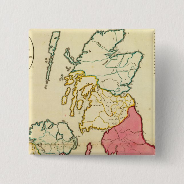 Plain map British Islands 2 Inch Square Button (Front)