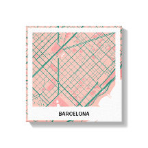 Plain map of Barcelona - Rosa-verde