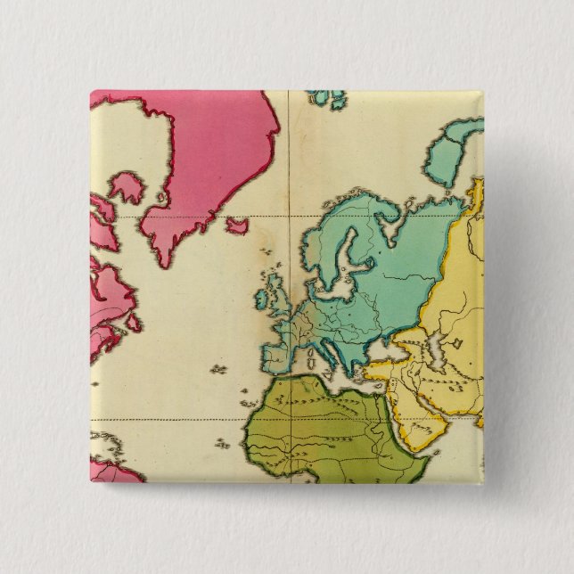 Plain map World 2 Inch Square Button (Front)