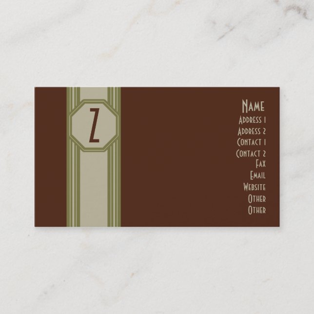 Plain Maroon, Green, & Tan Business Card (Front)