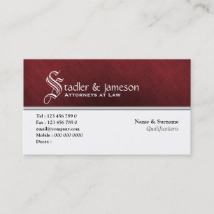 Plain masculine monogram red white business card