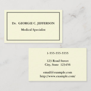 Plain Medical Specialist Business Card