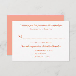 Plain Menu RSVP Cards Guest Count Reply