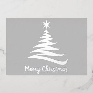 Plain Merry Christmas Tree Foil Silhouette Foil Holiday Card