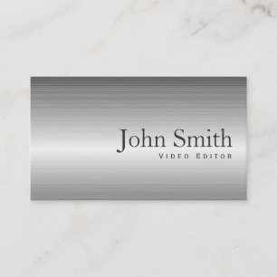 Plain Metal Video Editor Business Card