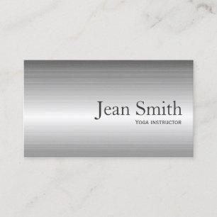 Plain Metal Yoga instructor Business Card