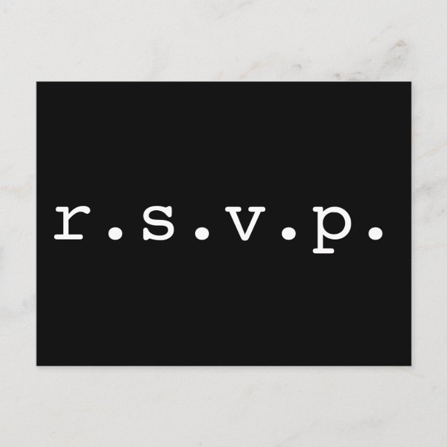 Plain, Minimalist & Basic "r.s.v.p." Postcard (Front)