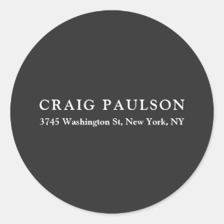 Plain Minimalist Elegant Classical Dark Grey Classic Round Sticker