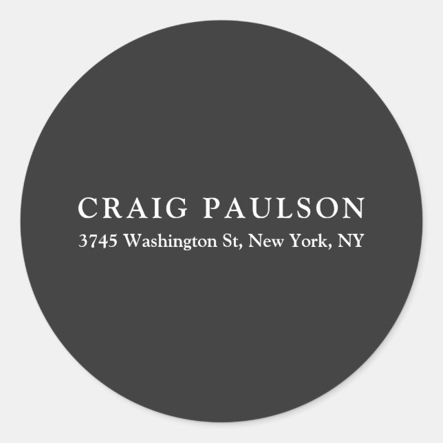 Plain Minimalist Elegant Classical Dark Grey Classic Round Sticker (Front)