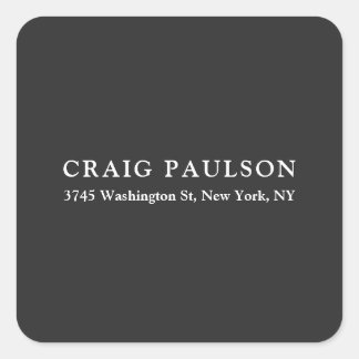 Plain Minimalist Elegant Classical Dark Grey Square Sticker