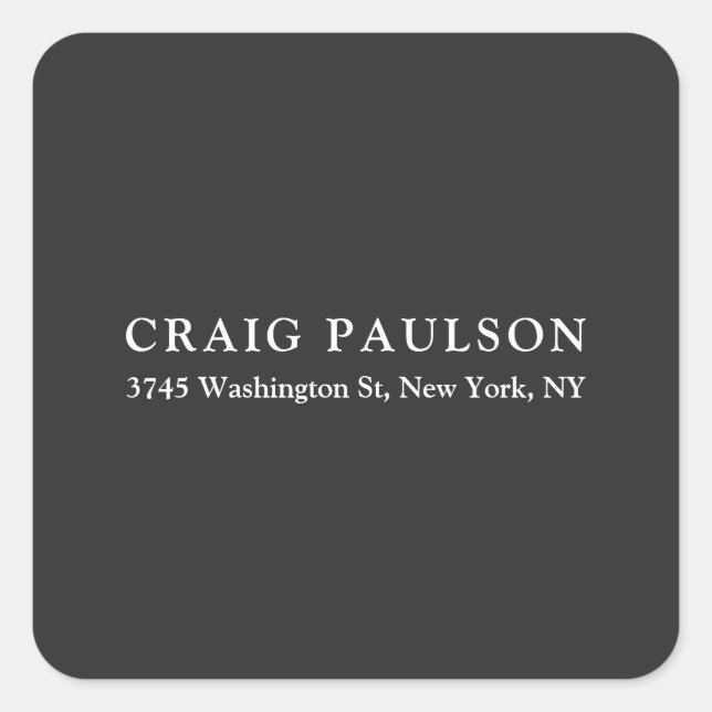Plain Minimalist Elegant Classical Dark Grey Square Sticker (Front)