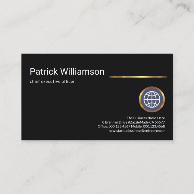Plain Minimalist Gold Line CEO Startup Business Card (Front)