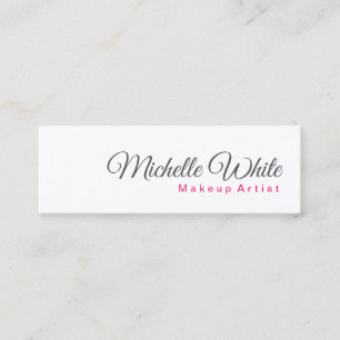 Plain Minimalist Modern Grey White Makeup Artist Mini Business Card