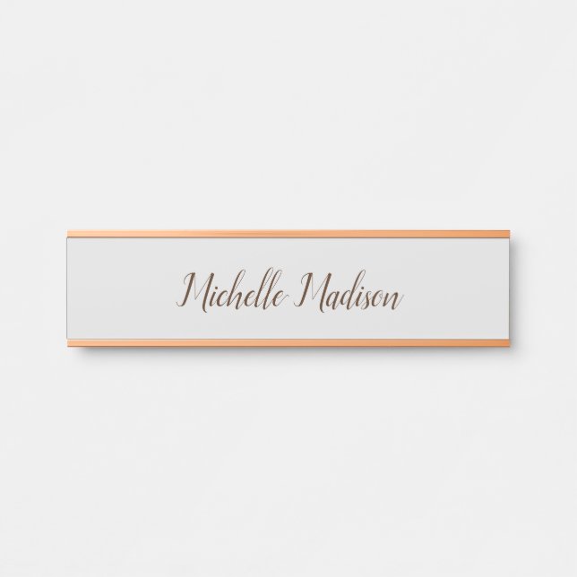 Plain Minimalist Modern Handwriting Calligraphy Door Sign (Front)